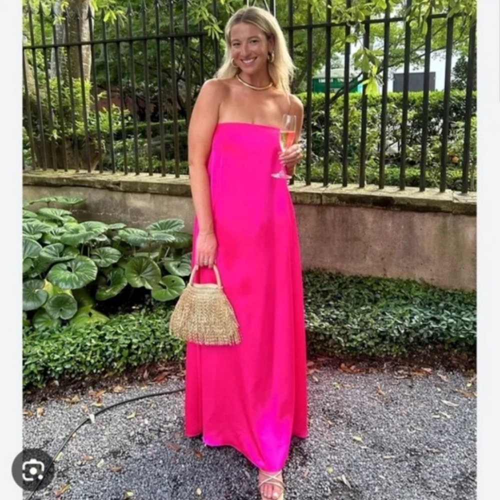 ANTONIO MELANI Strapless Hot Pink Maxi Dress